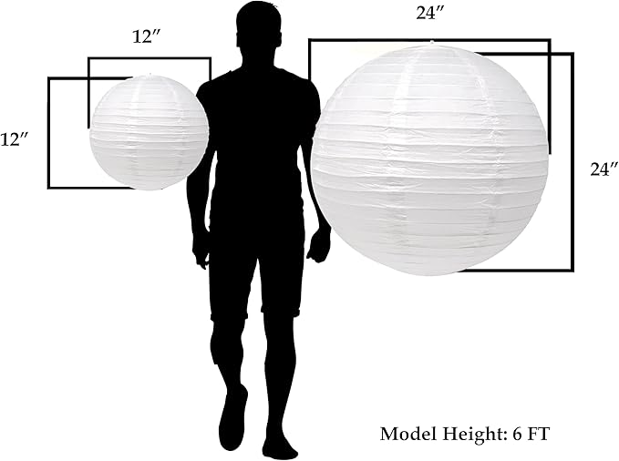 Mudra Crafts White Paper Lanterns Wedding Party Decorations - 12 in 10 Round Hanging Ceiling Lanterns, 10 Pack, Decorative Lamp Shades