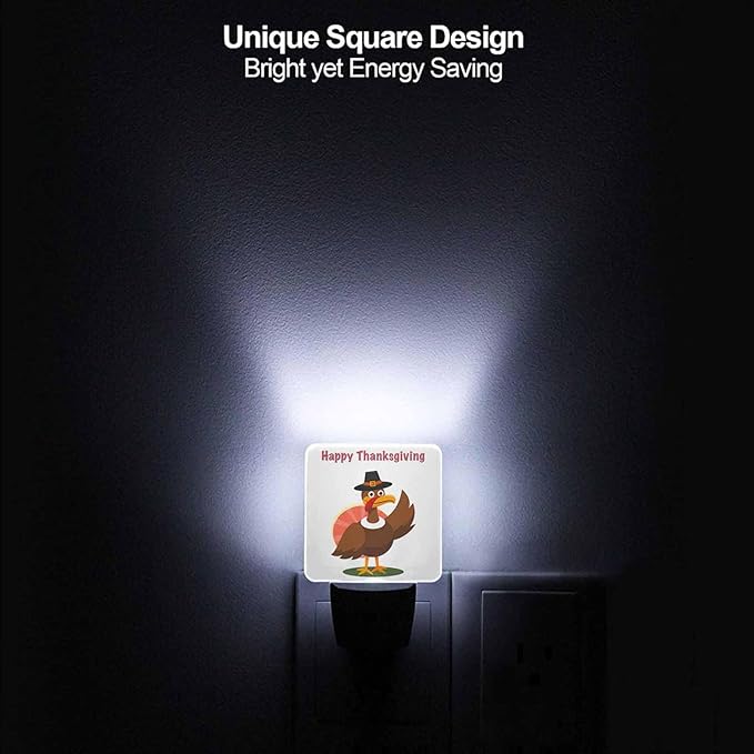 LED Night Light Plug into Wall with Dusk to Dawn Light Sensor White Energy Efficient Thanksgiving Day Autumn Traditional Nightlight for Bedroom Bathroom Hallway Living Room Kitchen
