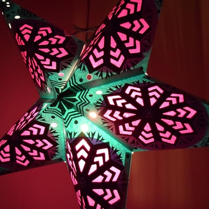 Snowflake Paper Star Lantern with 12 Foot Power Cord Included