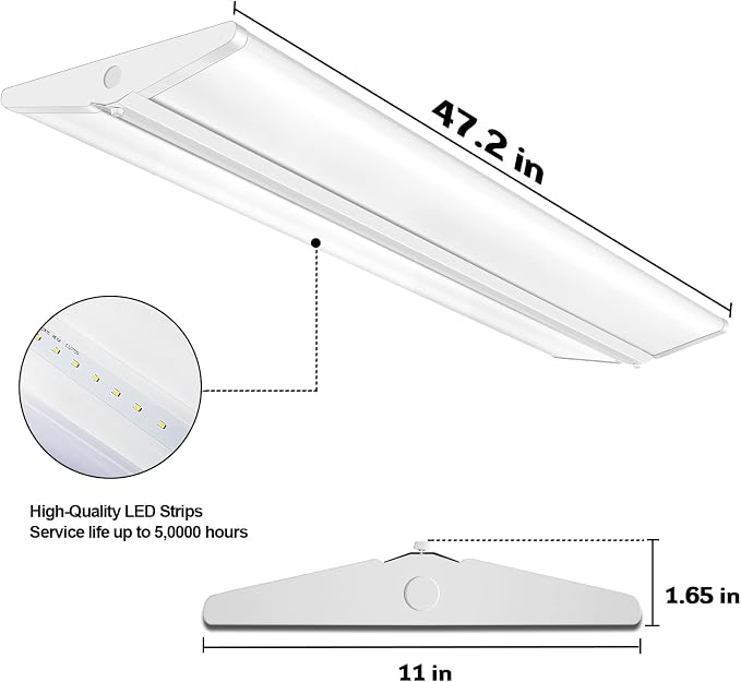ANTLUX 72W 4FT LED Wraparound Office Light Ultra Slim, 8000 Lumens, LED Garage Lights Flush Mount, 4000K, No Glare, 4 Foot Wrap Shop Ceiling Lighting Fixtures, Fluorescent Light Replacement