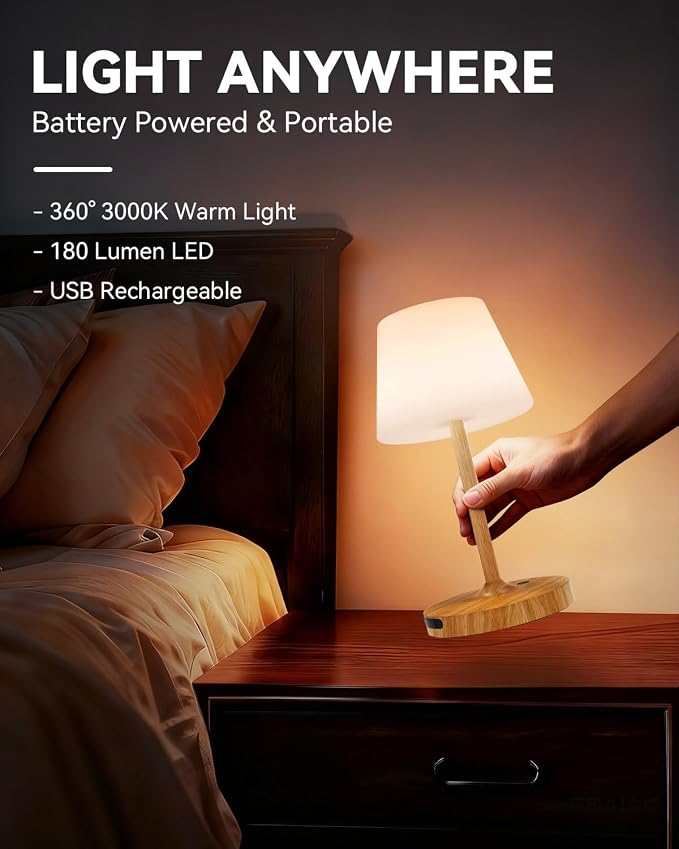 SAIWEYA Outdoor Waterproof Shower Lamp, 5200mAh Rechargeable Bathroom Lamp | IP65 Cordless Shower Light, Touch Dimming, Long-Lasting Battery, Versatile for Patio, Camping, Bathroom, Restaurant & Kitchen
