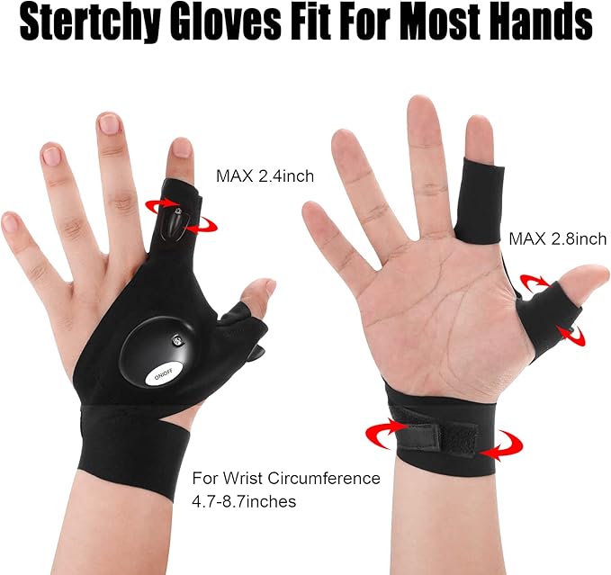 Fathers Day Dad Gifts, Birthday Easter Gifts for Adults Men Him, Easter Basket Stuffers for Adults Boyfriend Husband, LED Flashlight Gloves Hands-Free Lights Cool Gadgets for Fishing Camping Repairing