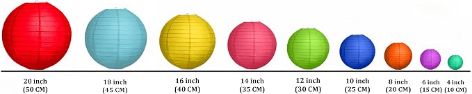 Pack Of 6 Round Paper Lanterns Lamp Wedding Birthday Party Decoration (Hot Pink, 18"/45CM)