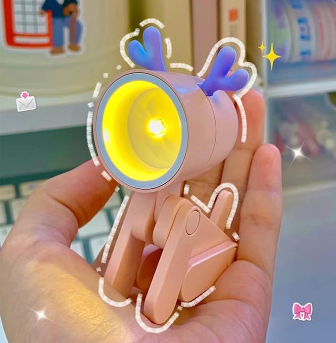 Cute Night Light for Kids, Adorable Mini Led Table Desk Lamp, Decorative Lamp Nightstand, Animal Pet Nightlights, Christmas Decorate Birthday Gifts for Children, Students (Deer 3 Colors-A)