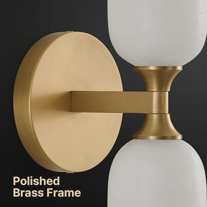 14" Alabaster Wall Sconces Set of 2, Vintage Brass Marble Wall Lamp | Natural Spanish Alabaster, Modern Vintage Style, Unique Marble Veining, Solid Brass Construction, Dual Installation Options