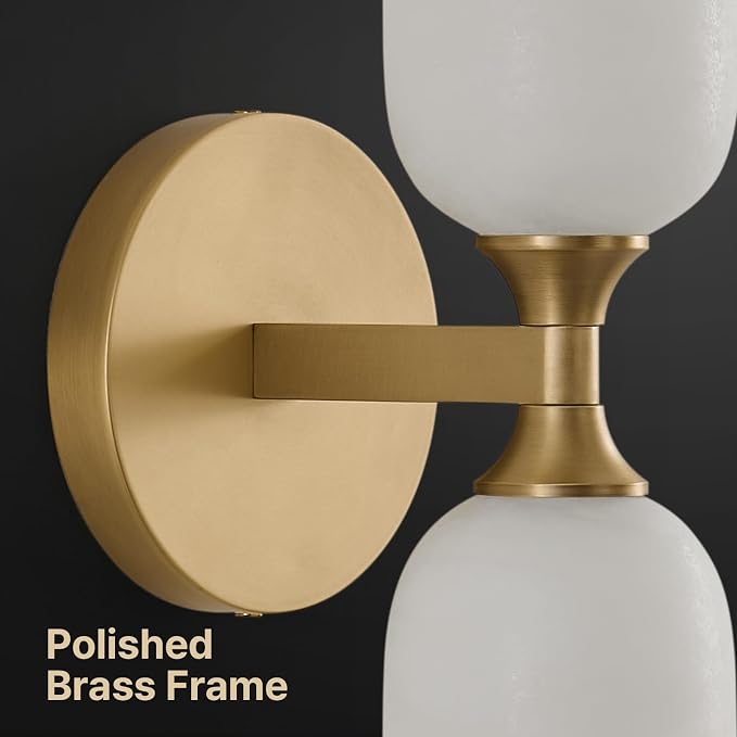 14" Natural Alabaster Sconce, Vintage Brass Marble Wall Light | Natural Spanish Alabaster, Modern Vintage Style, Unique Marble Veining, Solid Brass Construction, Dual Installation Options