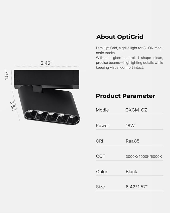 SCON 7W Magnetic Track Spotlight Lamp Head, 3 CCT 24V Dimmable LED Downlight Head, 3000K-4000K-6000K for Recessed/Ceiling Track Lighting System, Light Fixture for Living Room, Office, Shop, 8 Pack