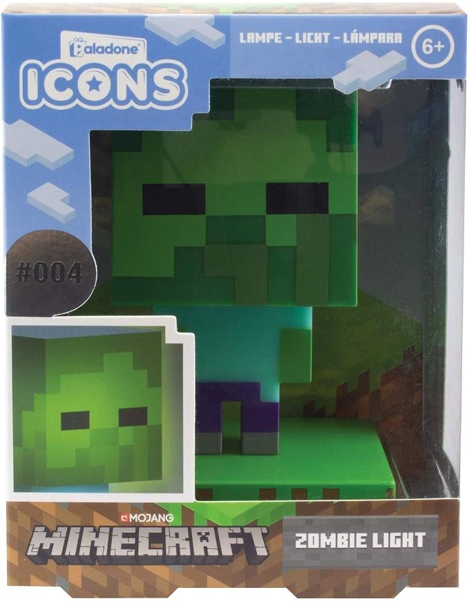Paladone Minecraft Zombie Light - Officially Licensed Merchandise, Portable Night Light and Gaming Room Decor for Kids, Gift for Gamer, Battery Powered, Green