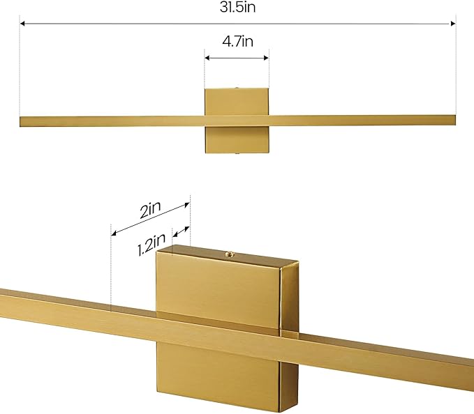 Gold Vanity Lights for Bathroom - 31.5 inch Brushed Gold Bathroom Light Fixtures Over Mirror 22W LED Dimmable Wall Sconce Lighting Fixture 5CCT Vanity Light Bar for Bathroom Bedroom