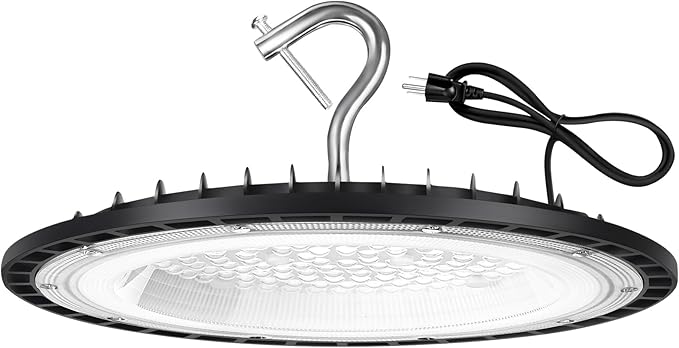 YANYCN 100W UFO Led High Bay Light Fixture,5000K Daylight Commercial Shop Bay Lighting,120v,15000LM,[450W MH/HPS Equiv.] US Plug Area Lighting for Garage/Warehouse/Barn/Gym/Factory/Workshop