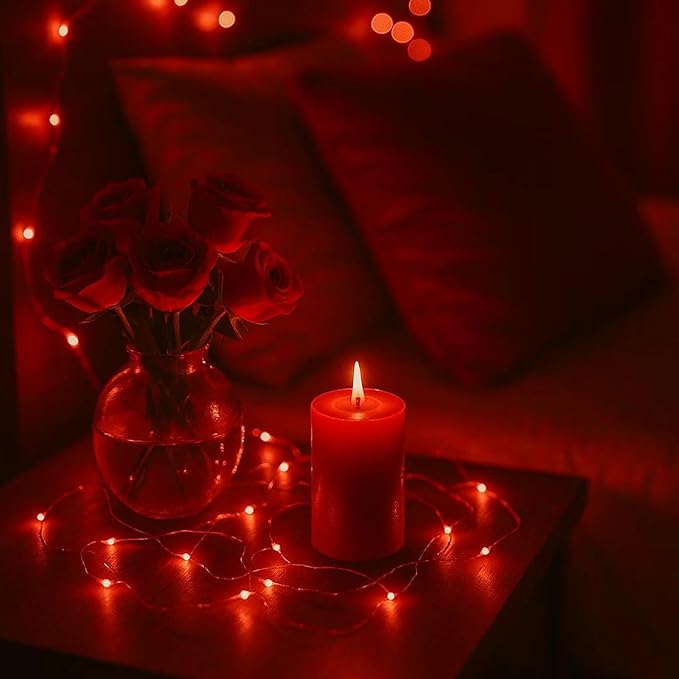 6 Pack Fairy Lights Battery Operated with Timer Silver Wire Mini 13FT 40LED Waterproof Cuttable Twinkle Christmas String Lights for Home Bedroom Wedding DIY Centerpiece Birthday (Red)