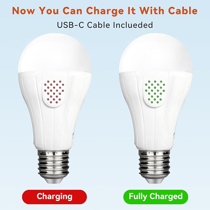 Neporal MagicGlow Rechargeable Light Bulbs with Remote, 3 Colors Shift + Stepless Dimmable Battery Light Bulbs, USB Rechargeable, A19, Up to 24 Hours