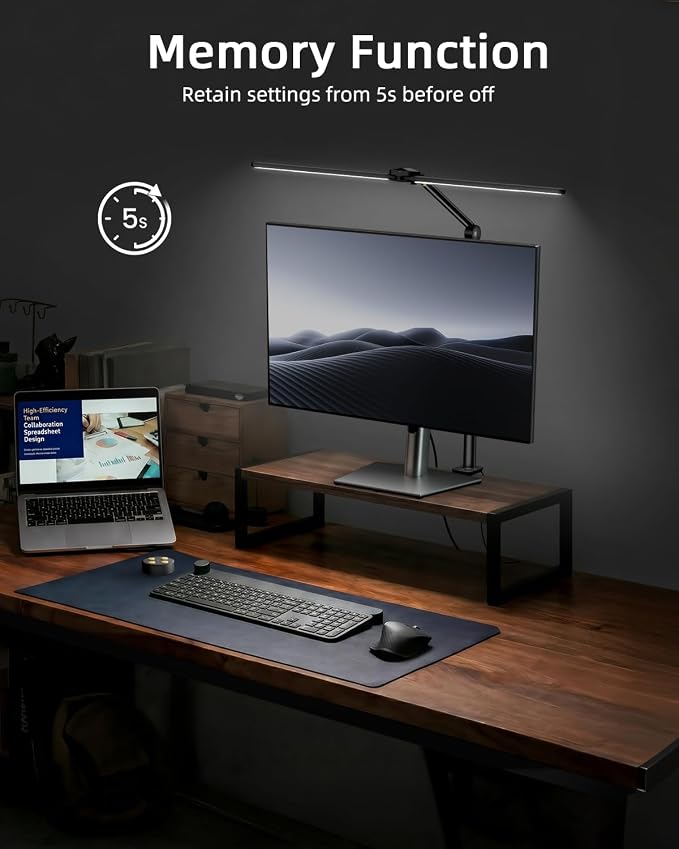 Ring Light with Stand, Sensor Switch Dual Light Head | Desk Lamps for Home Office 270° Rotatable & Extendable Aluminum Alloy Arm, Eye-Caring, 24W Dimmable Desk Light with Clamp
