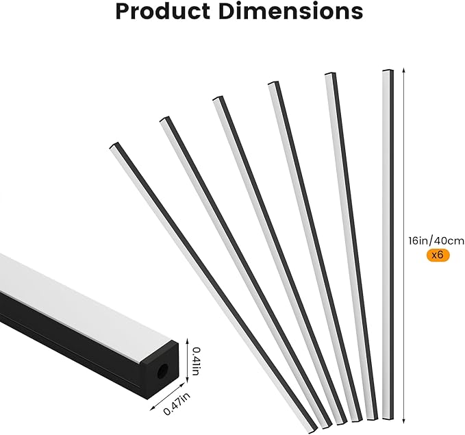 Wall Led Lights - GloryAir 6pcs Black 3000K Warm White Led Panel Light Strips, Self-Adhesive Dimmable Touch Switch Wall Slat Lights for Wood Slat, Fluted Panel, Bedroom Headboard