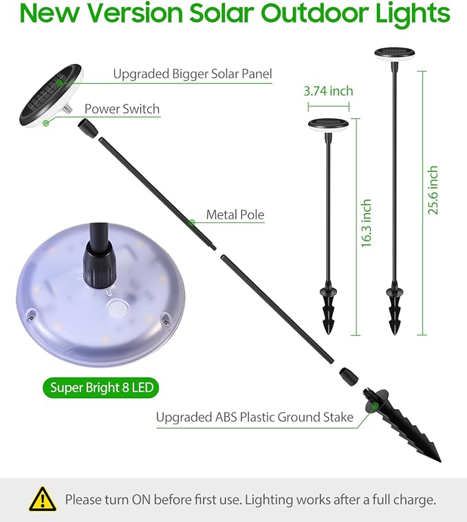 LETMY Solar Pathway Lights Outdoor, 12 Pack Durable Metal Solar Path Lights, Auto On/Off Garden Lights Solar Powered, IP65 Waterproof Solar Lights Outdoor for Landscape, Path, Garden, Patio, Driveway