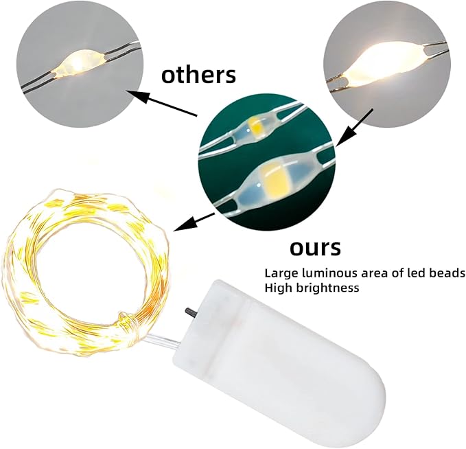 12 Pack Fairy Lights Battery Operated String Lights, 10 LED on 3.3ft Silvery Copper Wire,High Brightness for Wedding Christmas Flowers Gift Box Decoration (12 Pack, Warm White)