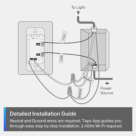 TP-Link Tapo Matter Smart Dimmer Switch: Voice Control w/Siri, Alexa & Google Assistant, UL Certified, Timer & Schedule, Easy Guided Install, Neutral Wire Required, Single Pole, Tapo S505D