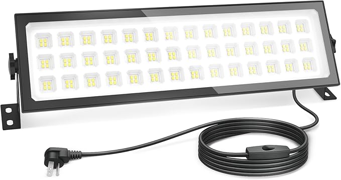 Linkable LED Shop Light(Built-in Outlet), 100W 15000LM Aluminum Plug in Garage Light w/ 9.84ft Power Cord and Switch, 6000K Daylight, for Garage, Workshop, Warehouse (1 Pack)