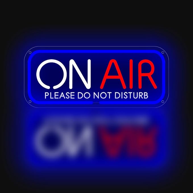 ON AIR Neon Sign LED Studio Recording Light for Podcast Streamer | 15.7 inch USB Powered Hanging Wall Decor with Do Not Disturb Sign