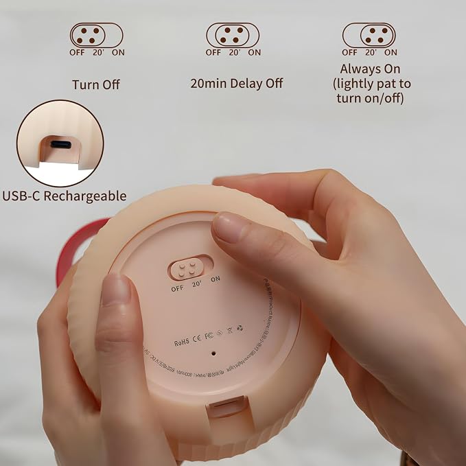 Cute Lantern Night Light, Big Eyes Lantern Night Lamp for Kids Bedroom USB Rechargeable Lamps 2 Brightness Levels, Nursery Bedside Delay-Off Nightlight for Baby Boys Girls Birthday Christmas