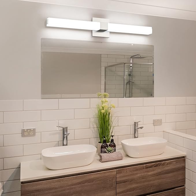 ZUZITO Brushed Nickel Bathroom Light Fixtures - 3CCT Dimmable LED Bathroom Vanity Lights - 32 Inch Modern Vanity Lighting Fixtures 3000K/4500K/6000K