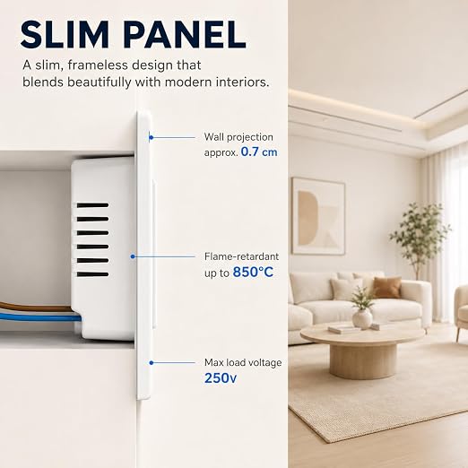 Smart Switch for Light 2 Gang, Neutral Wire Required, 2.4GHz Wi-Fi Switch Compatible with Alexa and Google Home, UL Certified