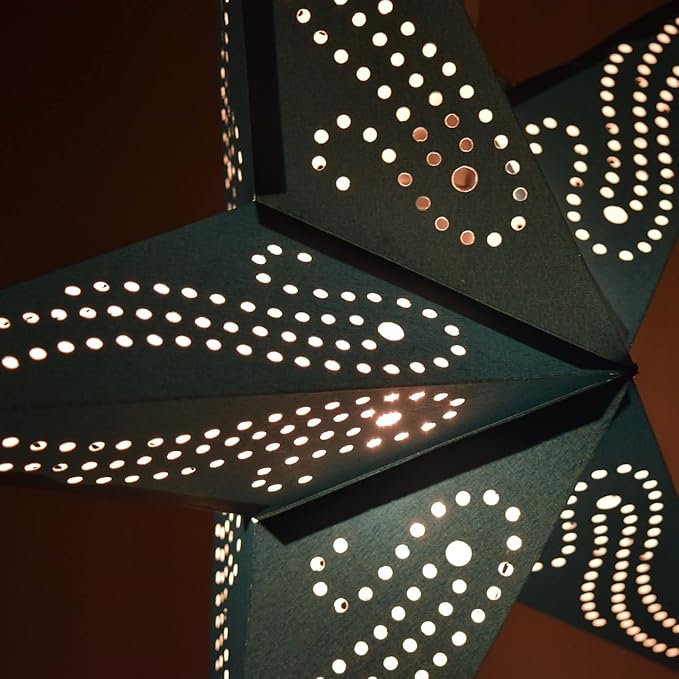 Caribbean Teal Paper Star Lantern with 12 Foot Power Cord Included