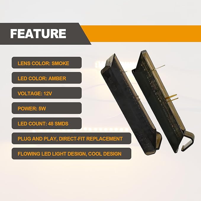 2pcs Sequential Right Left LED Side Mirror Turn Signal Light Smoked Lamps for 2004-2014 Ford F150 Expedition Lincoln Mark LT Amber Flowing led Lights