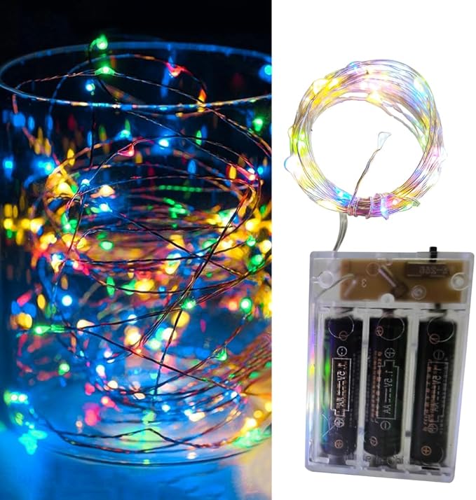 Timer Fairy Lights,Battery Operated Mini Christmas Lights for Bedroom,Christmas,Parties,Wedding, Decoration(5m/16ft Multicolor)