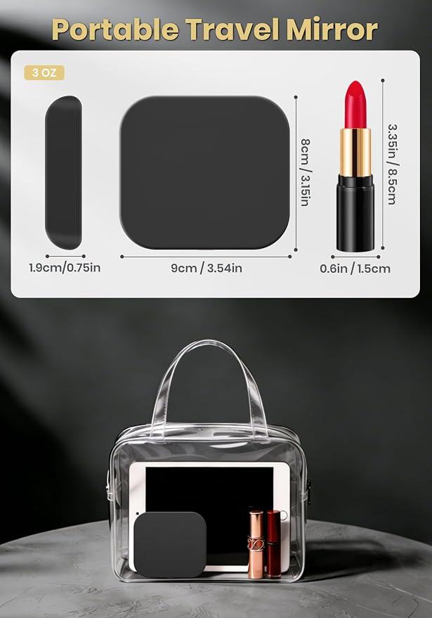Magnifying Mirror with Light, Rechargeable 40X Compact Mirror with 3 Lighting Modes & Dimmable Brightness, Portable Travel Makeup Mirror with Light, Essentials for Travel, Pocket Purse Black