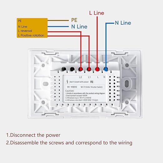 Smart Roller Shutter Switch Single Gang 2.4GHz Wi-Fi Touch Switch, Neutral Wire Required,Work with Smart Life/Tuya App and Alexa,Tempered Glass Panel,White