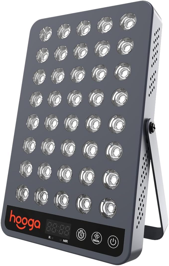 Hooga HG200 Red Light Therapy Panel — 660nm & 850nm Red & Near Infrared LED Light, 40 LEDs Dual Wavelength, Built-in Timer & Adjustable Stand