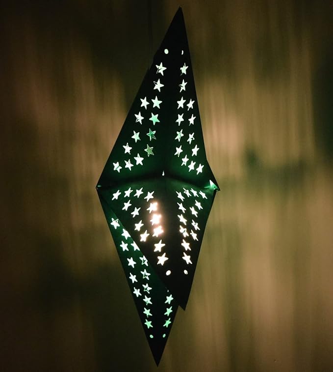 Solid Green Paper Star Lantern with 12 Foot Power Cord Included
