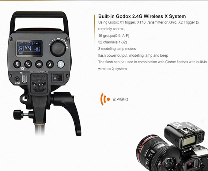 Godox MS300 Compact Studio Flash 300W 2.4G Wireless Monolight with 150W Modeling Lamp,Outstanding Power Output Stability,Anti-Preflash,Bowens Mount,5600±200K CCT,0.1～1.8S Recycle Time