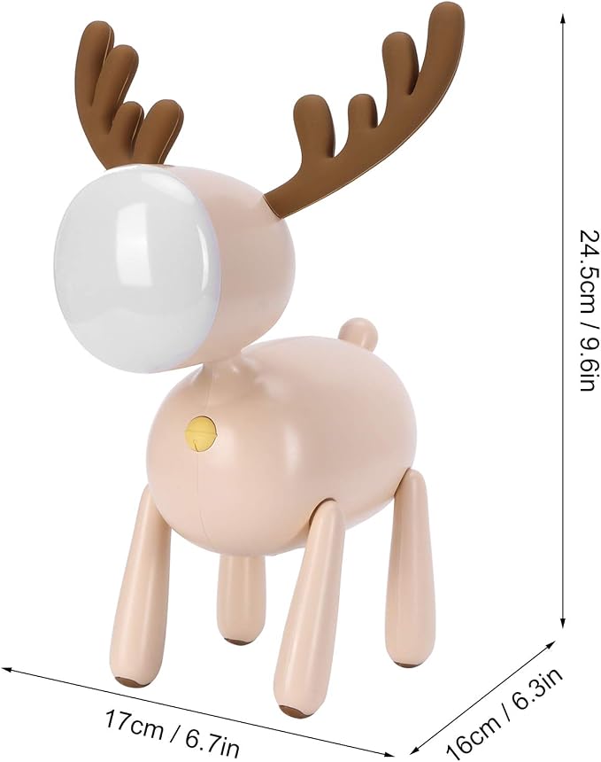 LED Night Light, Cute Deer Night Lamp, Cartoon Deer-Shaped Table Lamp, Portable Reading Table Night Lamp USB Charging Bedroom Decoration(Light Brown)
