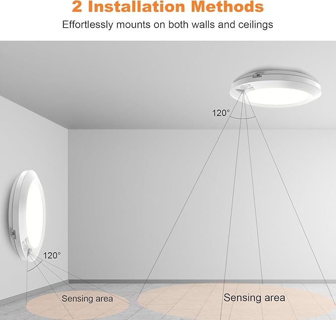 LED Motion Sensor Light Indoor, Battery Operated Ceiling Light | Wireless, Stick-on Under Cabinet Closet Light No Wiring, 210LM 6000K Daylight, for Hallway Shed Pantry, 2-Pack