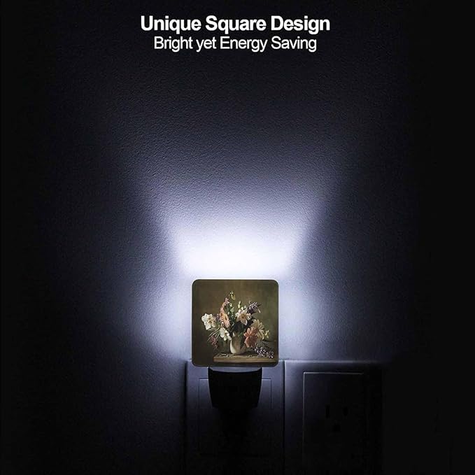 LED Night Light,Still Life With Beautiful Bunch Flowers LED Night Light Plug into Wall with Dusk to Dawn Light Sensor White Energy Efficient Nightlight for Bedroom Bathroom Hallway Living Room Kitchen