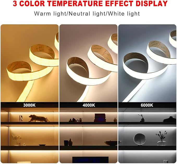 COB LED Strips White 6000k 1600LEDs/m 5 Rows Flexible Linear Led Light 30mm Wide PCB DC24V Self Adhesive for Industry Commercial LED Strips