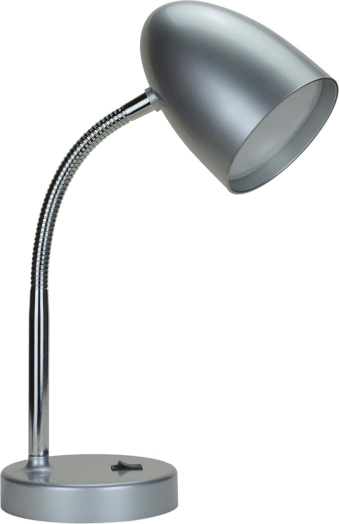 E ENERGETIC LIGHTING LED Desk Lamp, 3.5W 240LM 4000K Cool White Study Lamps for Bedroom and Office, Eye Protection, ETL Listed Silver Table lamp
