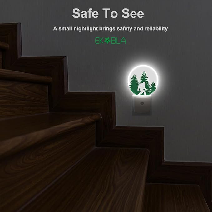 EKOBLA Bigfoot Night Light Ape Sasquatch Bigfoot in Green Woodland Forest Night Lights Plug into Wall Auto Sensor LED Lamp for Bedroom Bathroom Kitchen Corridor