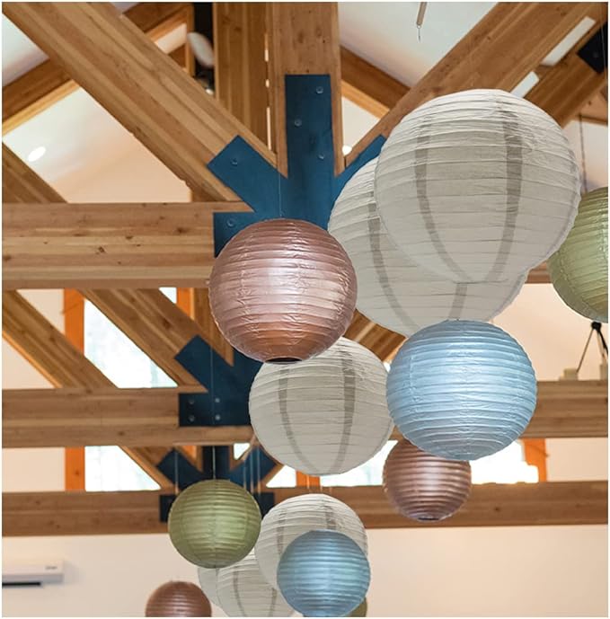 3pcs Paper Lanterns Decorative Round Chinese Paper Lanterns for Birthday Halloween Wedding Baby Bridal Shower Home Decor Party Decoration (12in/Grey)