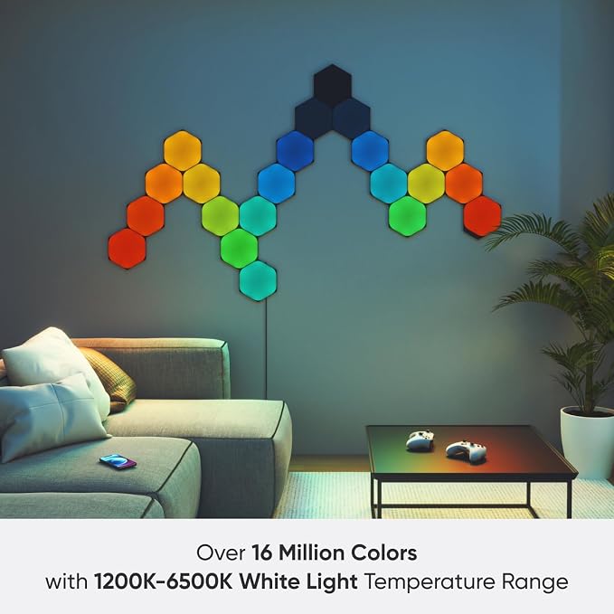 Nanoleaf Shapes Hexagon Lights, Smart RGBW LED Wall Light Panels, 9PK | Compatible with Alexa Google Assistant, Home Wall Decor for Living Room with Music Sync, Smarter Kit