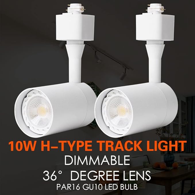 10W Track Lighting Heads,Dimmable H Track Light Heads,Warm White 2700K,Halo Track Light GU10 Bulb for Accent Retail Artwork, Kitchen 120V 36° Angle Halo Type(10 Pack) (2700K(Warm White) White)