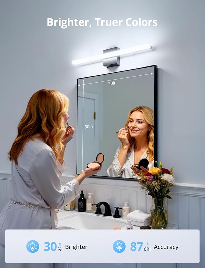 2 Pack 24Inch Long Vanity Light for Bathroom 5 Color Adjustable Modern, Bright 14W 1250LM Black Bath Bar Lighting Fixtures Over Mirror IP44 Rustproof Minimalist Led Wall Sconce for Powder Room