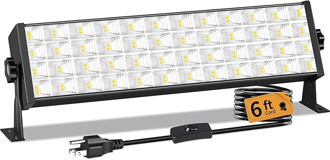 100W LED Shop Lights with 6FT Cord, Swtich, 12000LM Plug in Garage Light, 5000K Daylight Shoplighting for Garage, Workshop, Warehouse, Indoor (1 Pack)