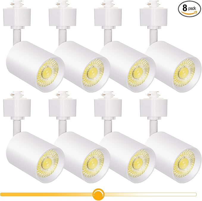 VANoopee 10W Dimmable LED Track Lighting Heads H Type, White, Pack of 8 | Track Light Replacement Fixtures, Bright 3000K Warm White, Ceiling Spotlight for Accent Task Art, Flicker Free CRI90+ 800lm