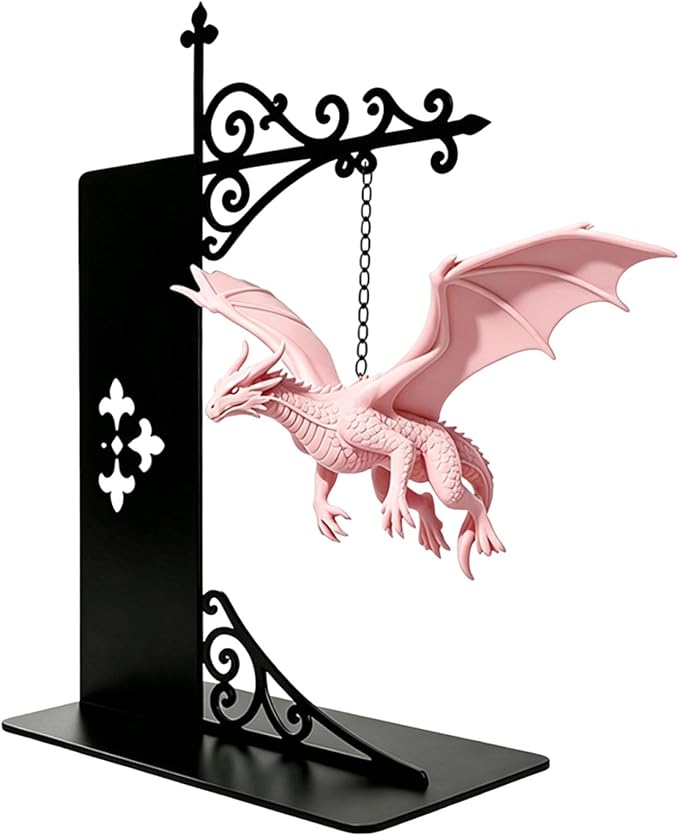 Magical Floating Dragon Bookshelf Lamp, Warm LED Dragon Night Light, Fantasy Reading Nook Decor, Unique Gift for Fantasy Lovers and Book Readers (Pink)