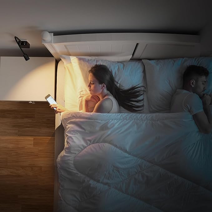 Plug in LED Book Reading Light, Black Flexible Dimmable LED Wall Sconce Lamp with Power Plug for Outlets in Bedroom Kitchen Living Room, 3 Lighting Colors, 50° Spot Lighting Angle