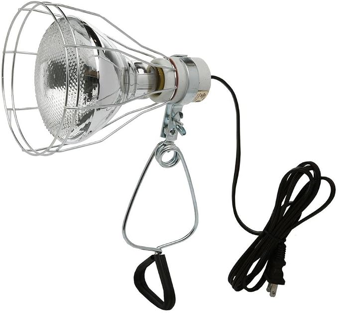 Woods 0324 18/2 Gauge Brooder and 150-Watt Heat Lamp with Wire Grill and Clamp; 6-Foot; Black
