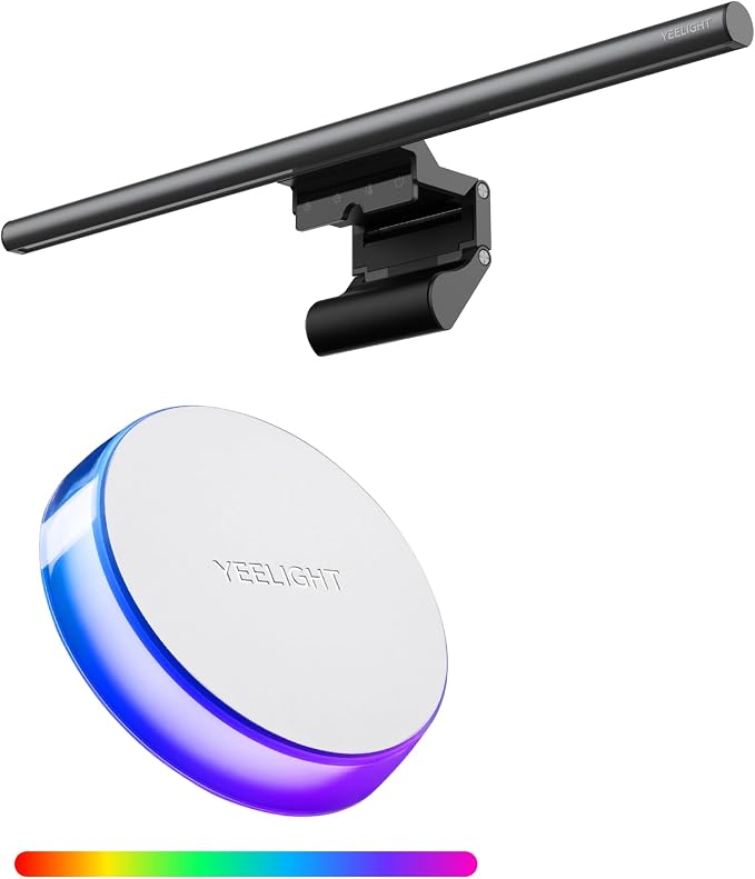 YEELIGHT Monitor Light Bar and Motion Sensor Night Light, 250LM No Glare Eye-Care LED Screen Bar, Rechargeable Magnetic Night Light with 11 RGB Scenes